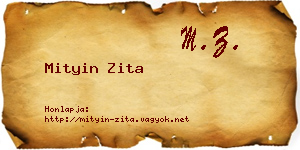 Mityin Zita névjegykártya